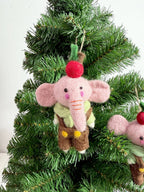 Handmade Felt Elephant Christmas Ornament