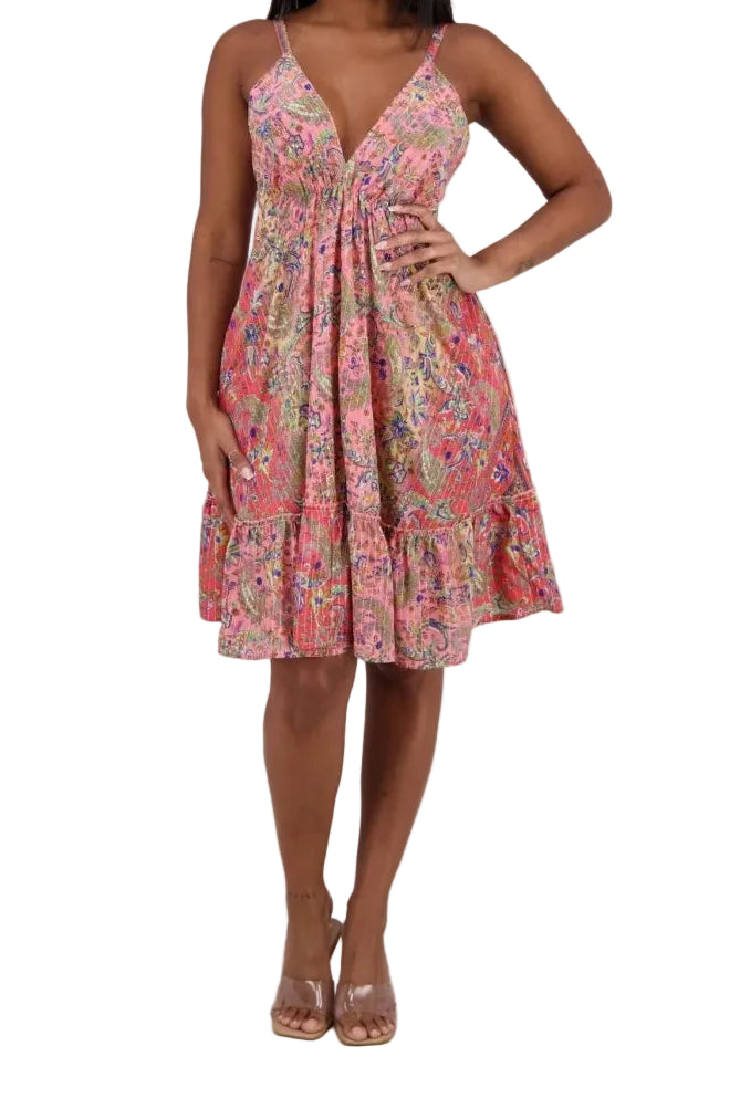 Rayon Paisley Tie Back Dress