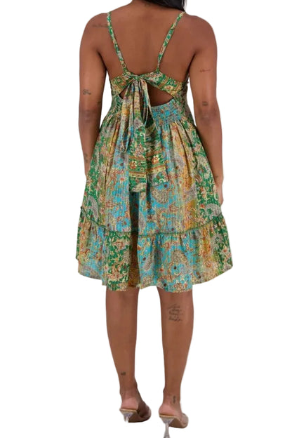Rayon Paisley Tie Back Dress