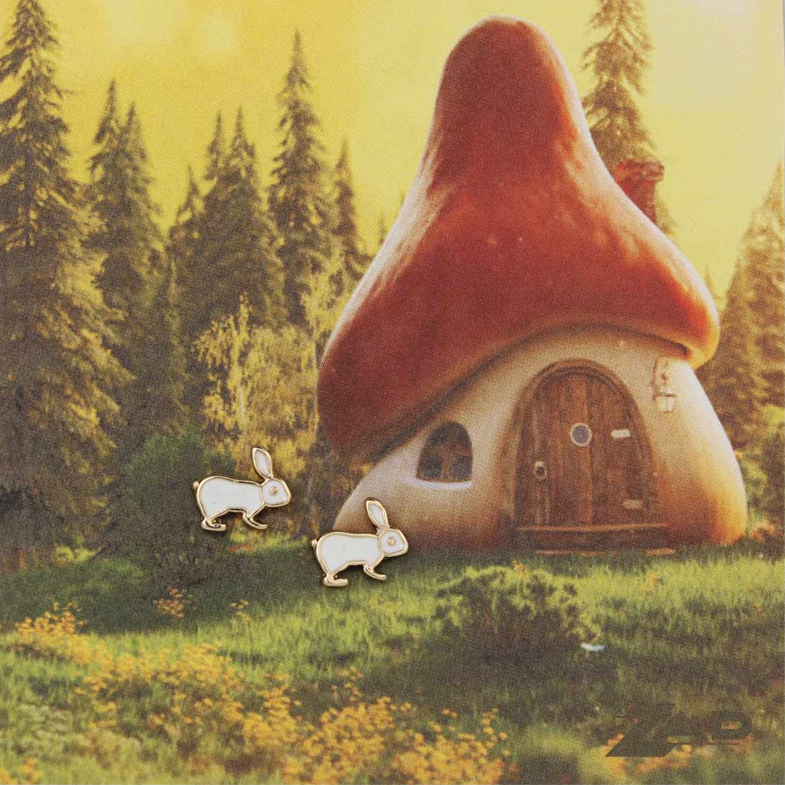 Little White Rabbit Enamel Post Earrings