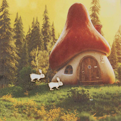 Little White Rabbit Enamel Post Earrings