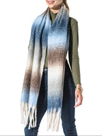Blue and Brown Ombre Fringe Scarf