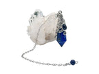 Gemstone Pendulum  12 Faceted Antique Silver Color
