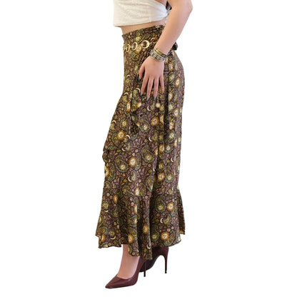 Flowy Sun Celestial Paisley Boho Wrap Skirt