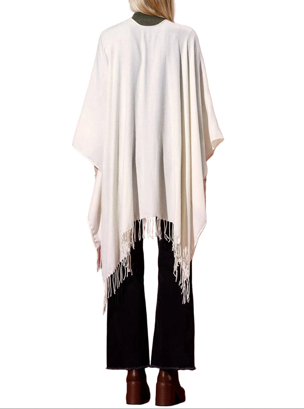 Solid Color Fringe Kimono