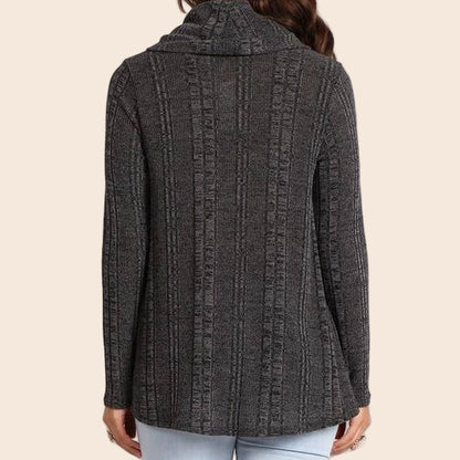 Plus-Size Ribbed Cowl Neck Top