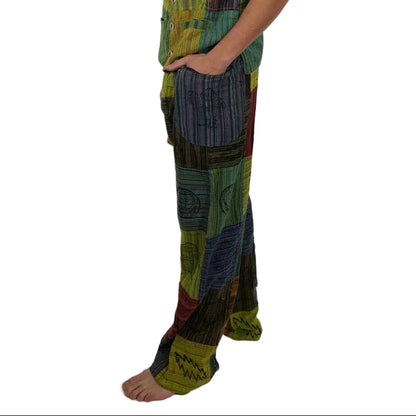 Hippie Cotton Striped  Patchwork Grateful Dead Men's Pants