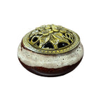Ceramic Incense Burner Bowl with Floral Lid