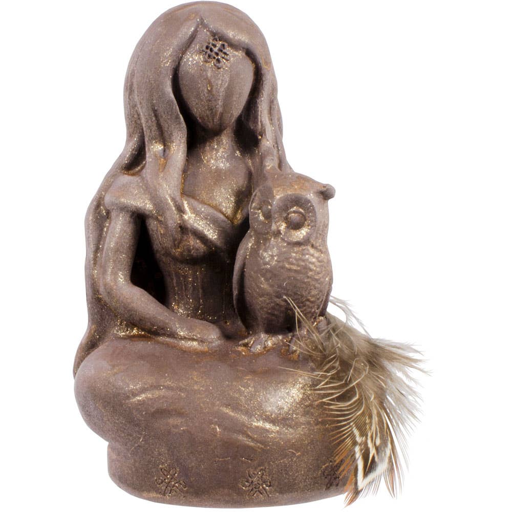 Gypsum Cement Figurine Athena Owl Goddess