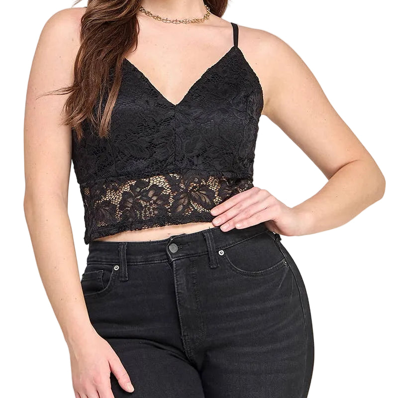 Plus Size Floral Lace Cropped Cami Top