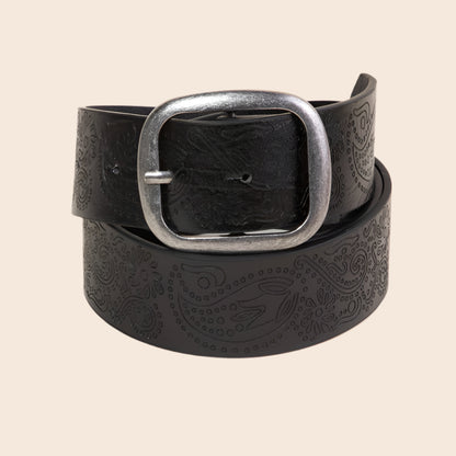 Etched Floral Faux Leather Belt