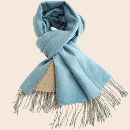 Two-Tone Cashmere Feel Fringe Edge Scarf