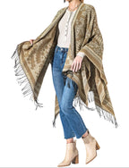 Tan Paisley Fringe Kimono