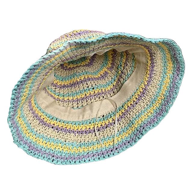 Pastel Woven Straw Bucket Hat