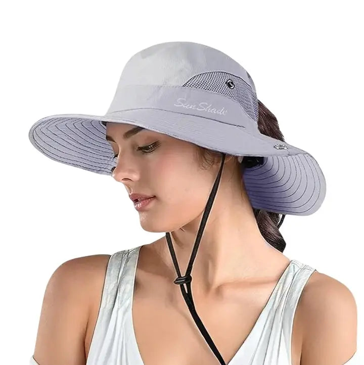 Outdoor UV Protection Packable Ponytail Hat