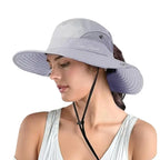 Outdoor UV Protection Packable Ponytail Hat