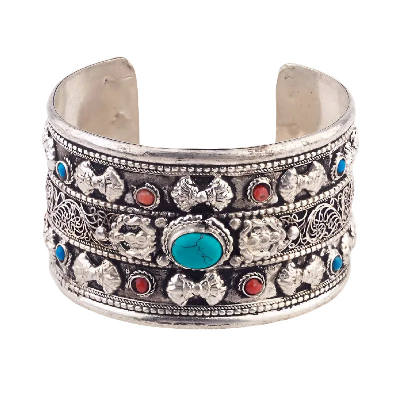 1.5" 3 Line Turquoise Center Cuff