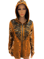 Brown Multi Razor Floral Embroidery Jacket