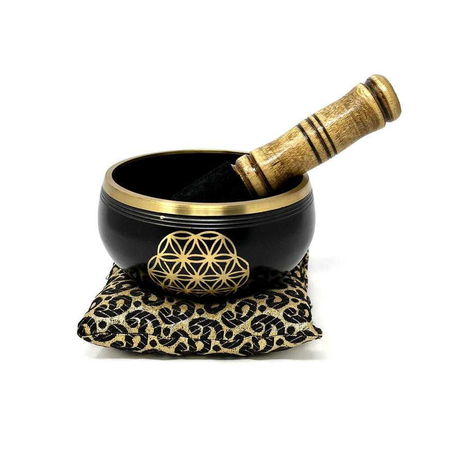 Tibetan Singing Bowl Flower of Life (Black)