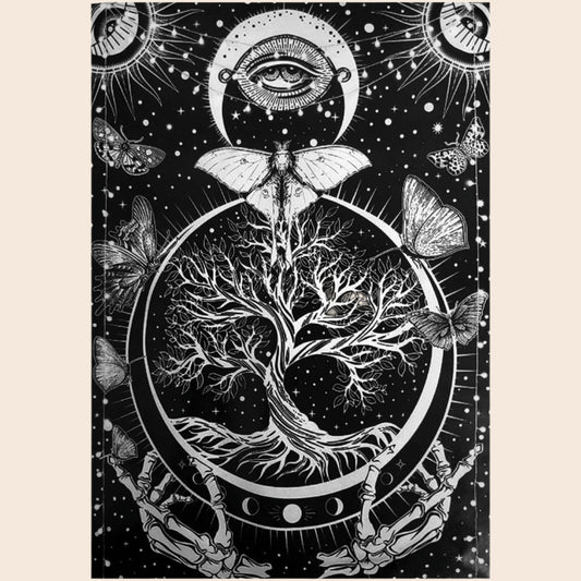 Tree of Life Butterfly Sun Moon Tapestry