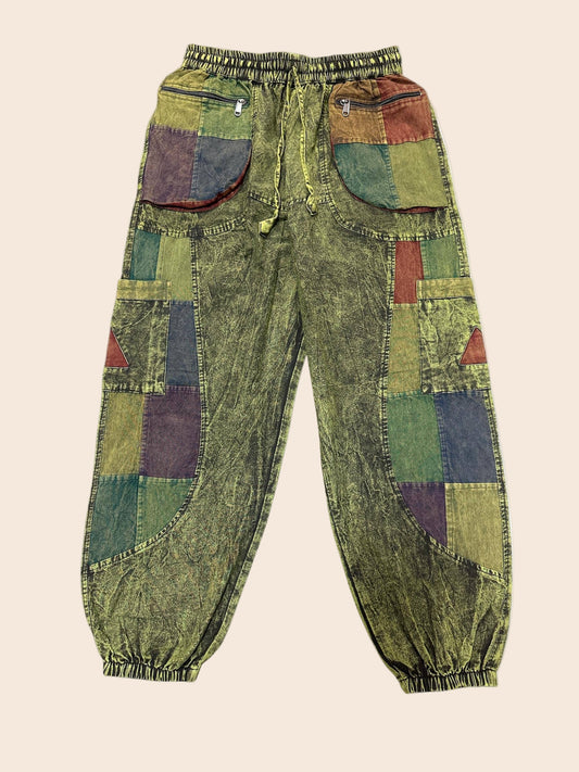 Green Color Block Harem Pants
