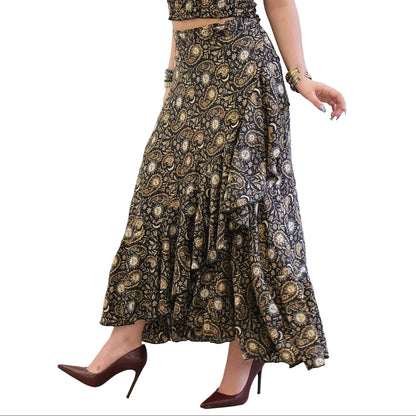 Flowy Sun Celestial Paisley Boho Wrap Skirt