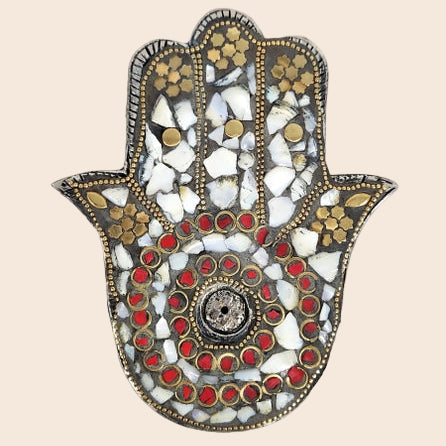 Hamsa Mosaic Multicolor Incense Holder