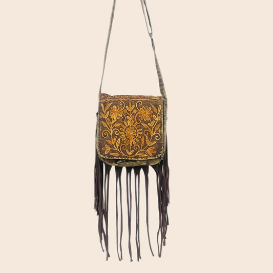 Ember Thread Artisan Fringe Cotton Crossbody Bag