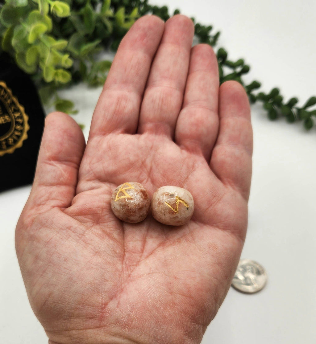 Sunstone Rune Sets with Velvet Pouch