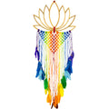 Bamboo Wall Hanging Boho Lotus w/ Macrame Chakra