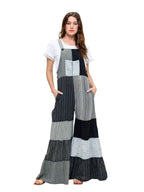 Boho Overall Striped Patchwork