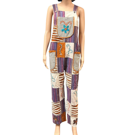 Orange and Purple Floral Overalls