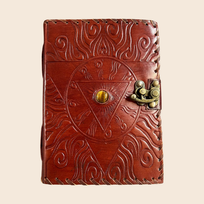 Evil Eye Tiger's Eye Leather Journal