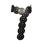 Stone Embellished Faux Leather Disc Belt