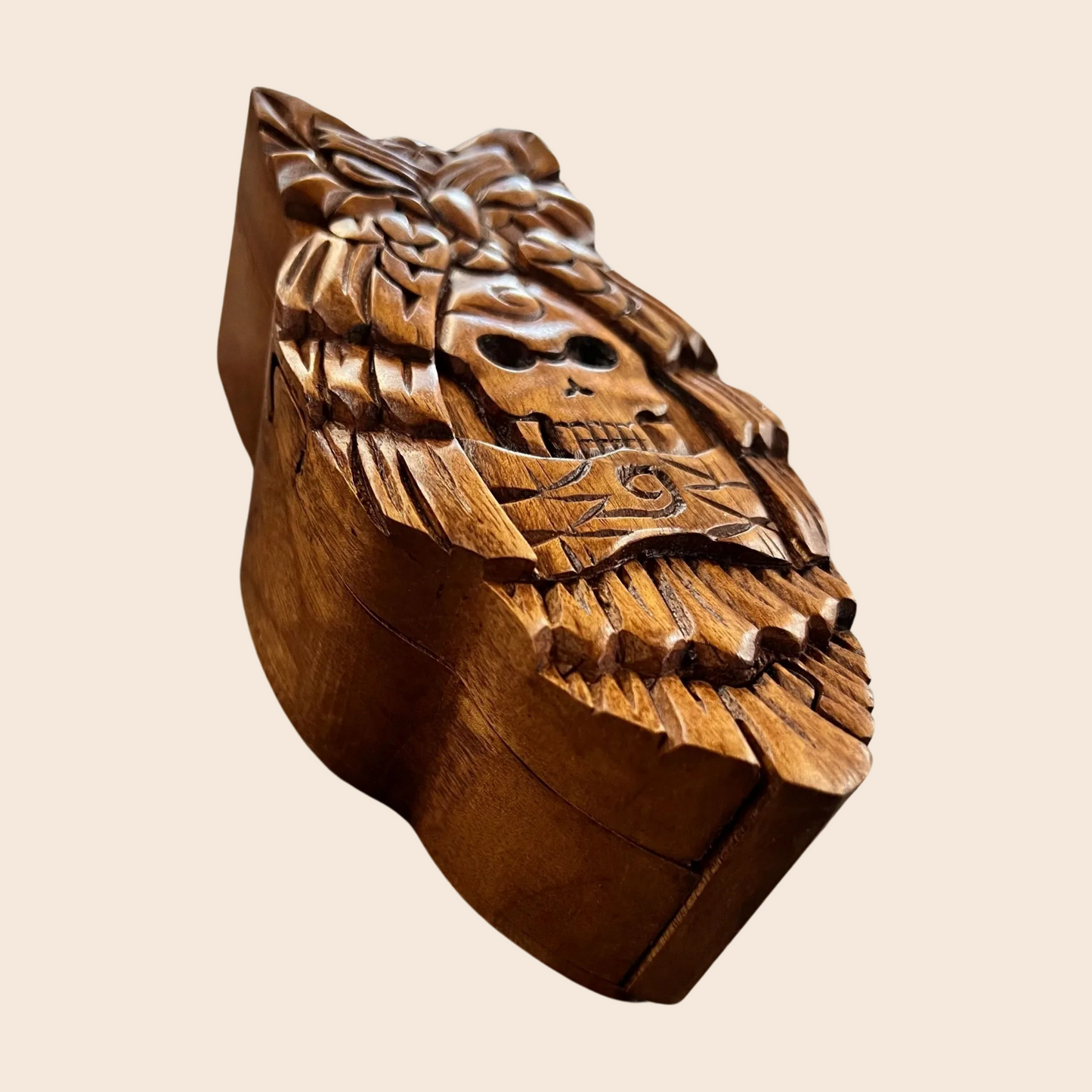 Owl with Skull Wooden Puzzle Box
