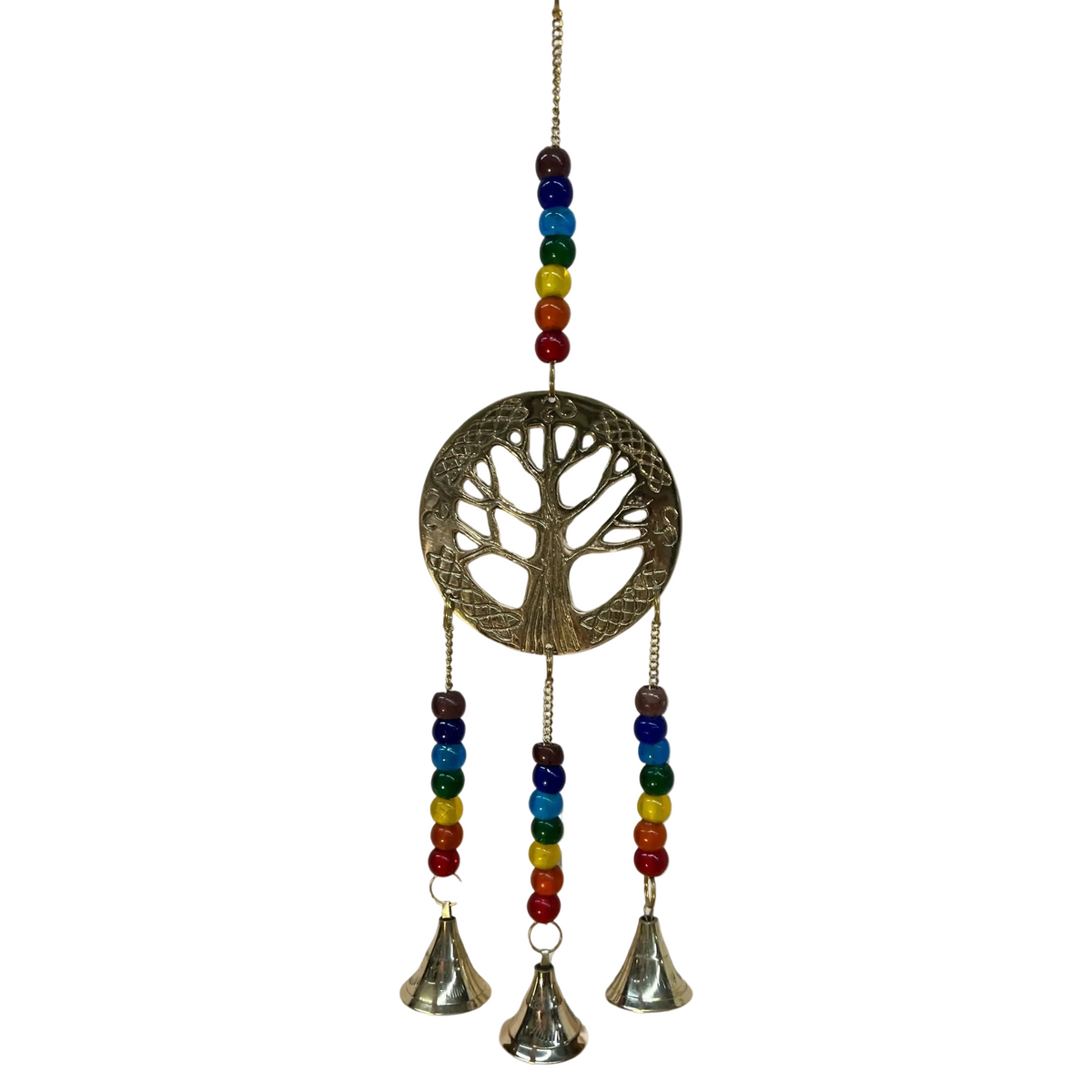 Brass Tree of Life with Chakra Colored Beads Chime