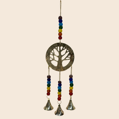 Brass Tree of Life with Chakra Colored Beads Chime