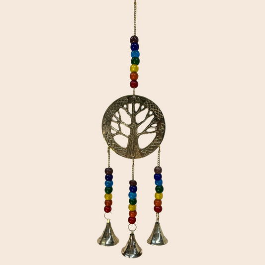 Brass Tree of Life with Chakra Colored Beads Chime