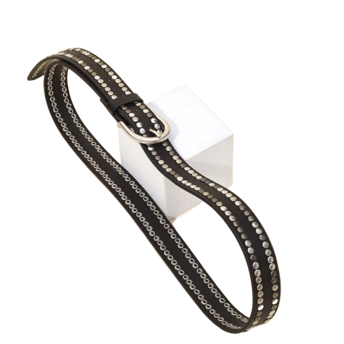 Faux Leather Studded Belt