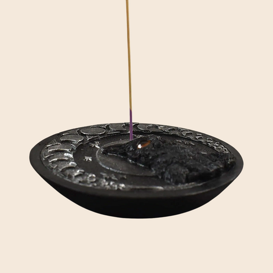 Black Cat Round Incense Burner