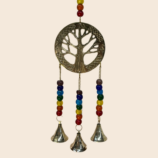 Brass Tree of Life with Chakra Colored Beads Chime