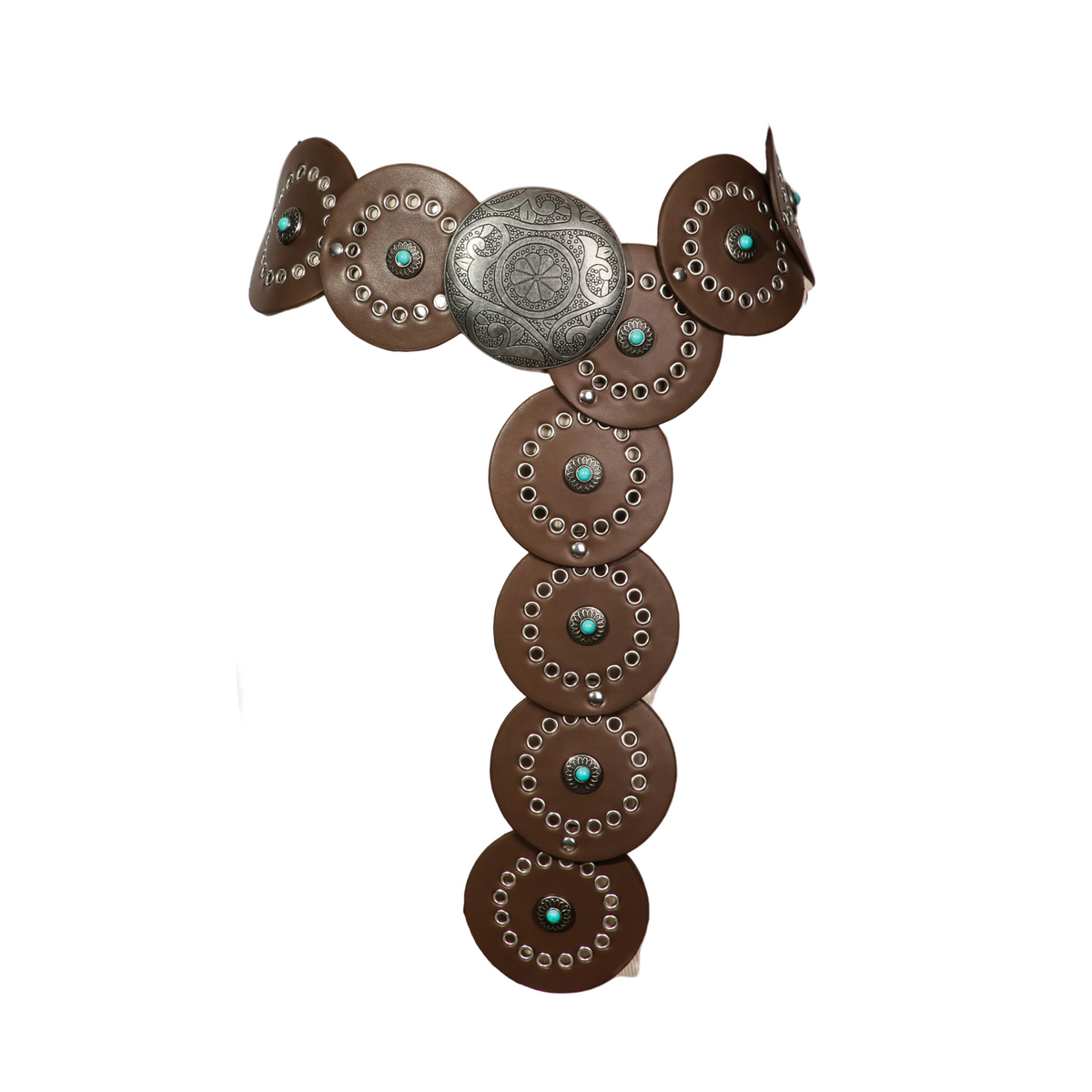 Stone Embellished Faux Leather Disc Belt