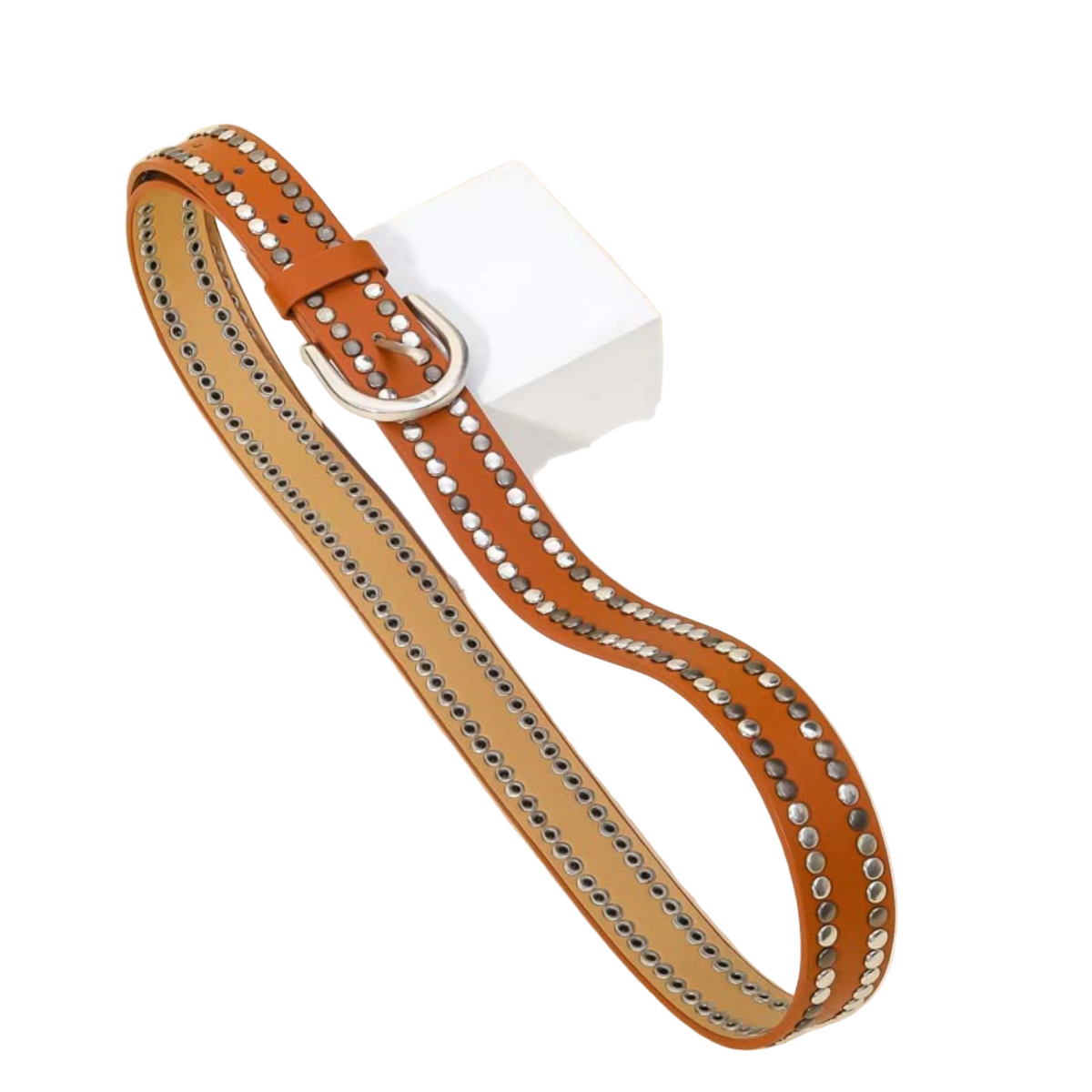 Faux Leather Studded Belt