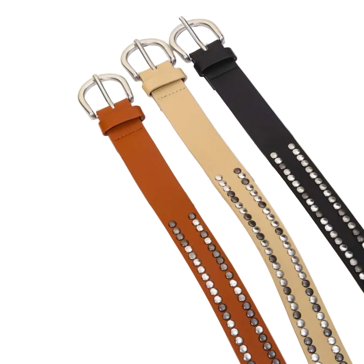 Faux Leather Studded Belt