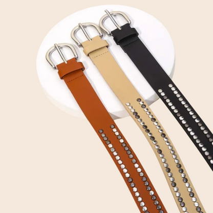 Faux Leather Studded Belt