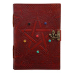 Pentagram with Stones Leather Journal