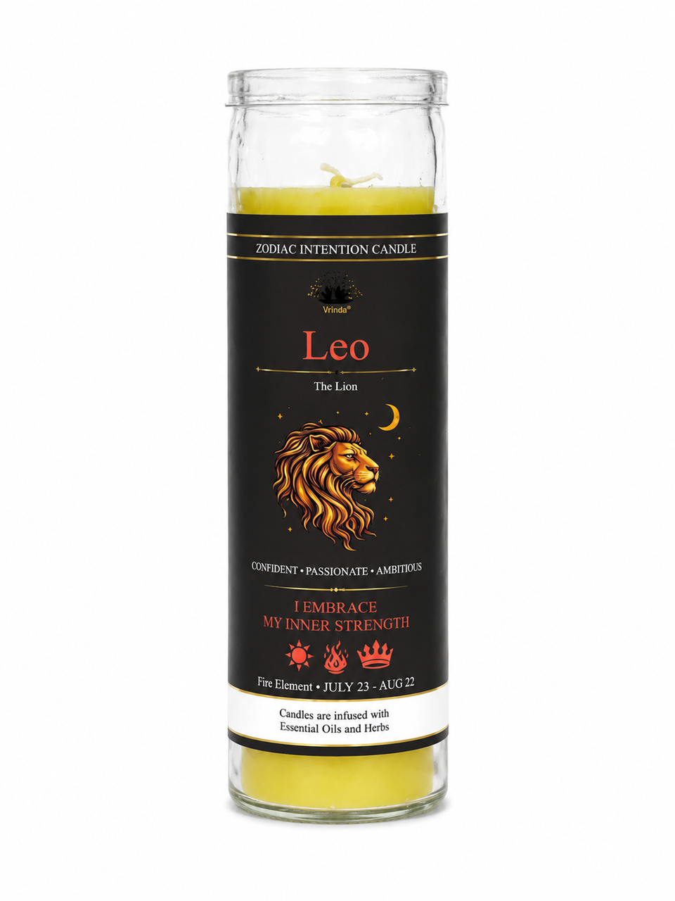 Glass Jar Candle Scented - Leo: The Lion