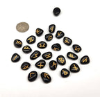 Black Agate Rune Sets with Velvet Pouch