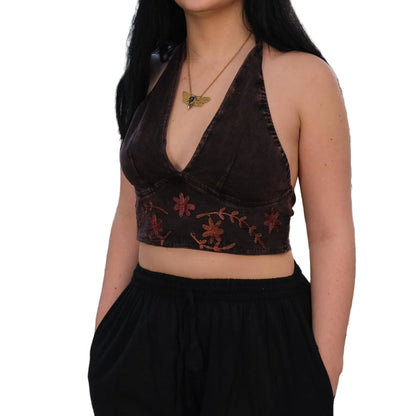 Boho Fairycore Reversible Cotton Embroidered Bralette