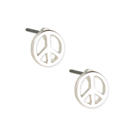 Silver Peace Sign Post Earring